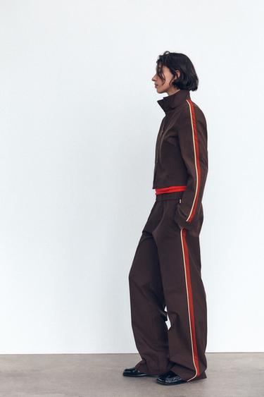 TROUSERS WITH SIDE TAPING - Wine by Zara - Image 0