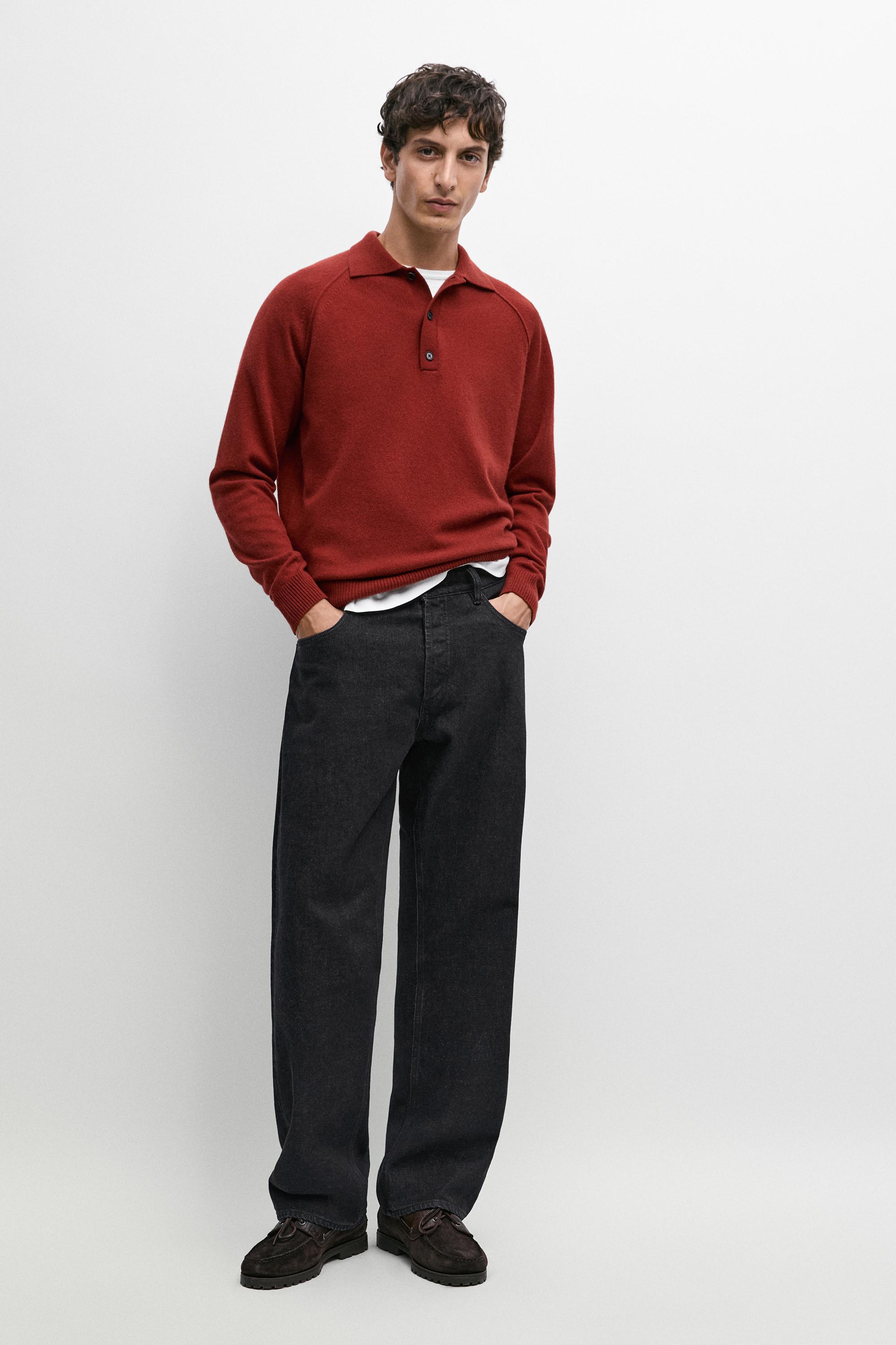 100% wool knit polo sweater