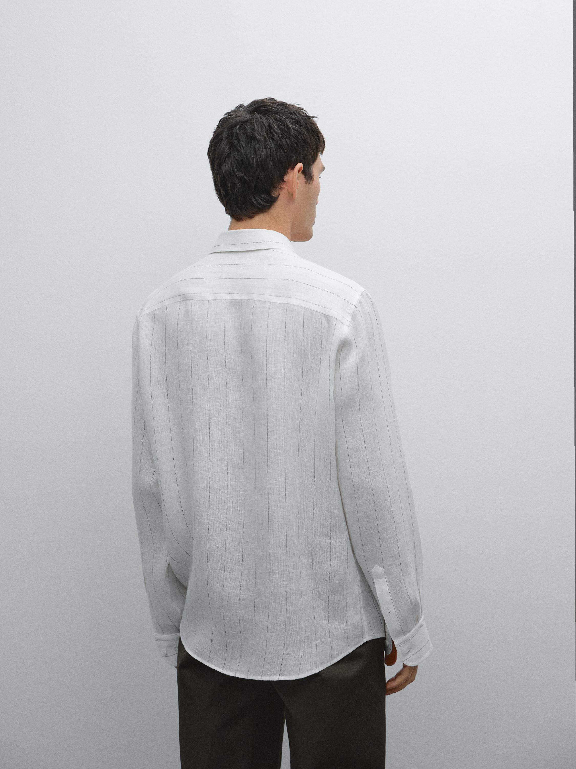 Chemise à rayures tennis 100 % lin