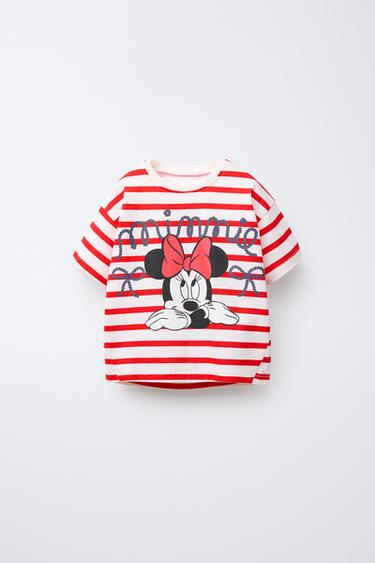 Zara STRIPED MINNIE MOUSE © DISNEY T-SHIRT - Red