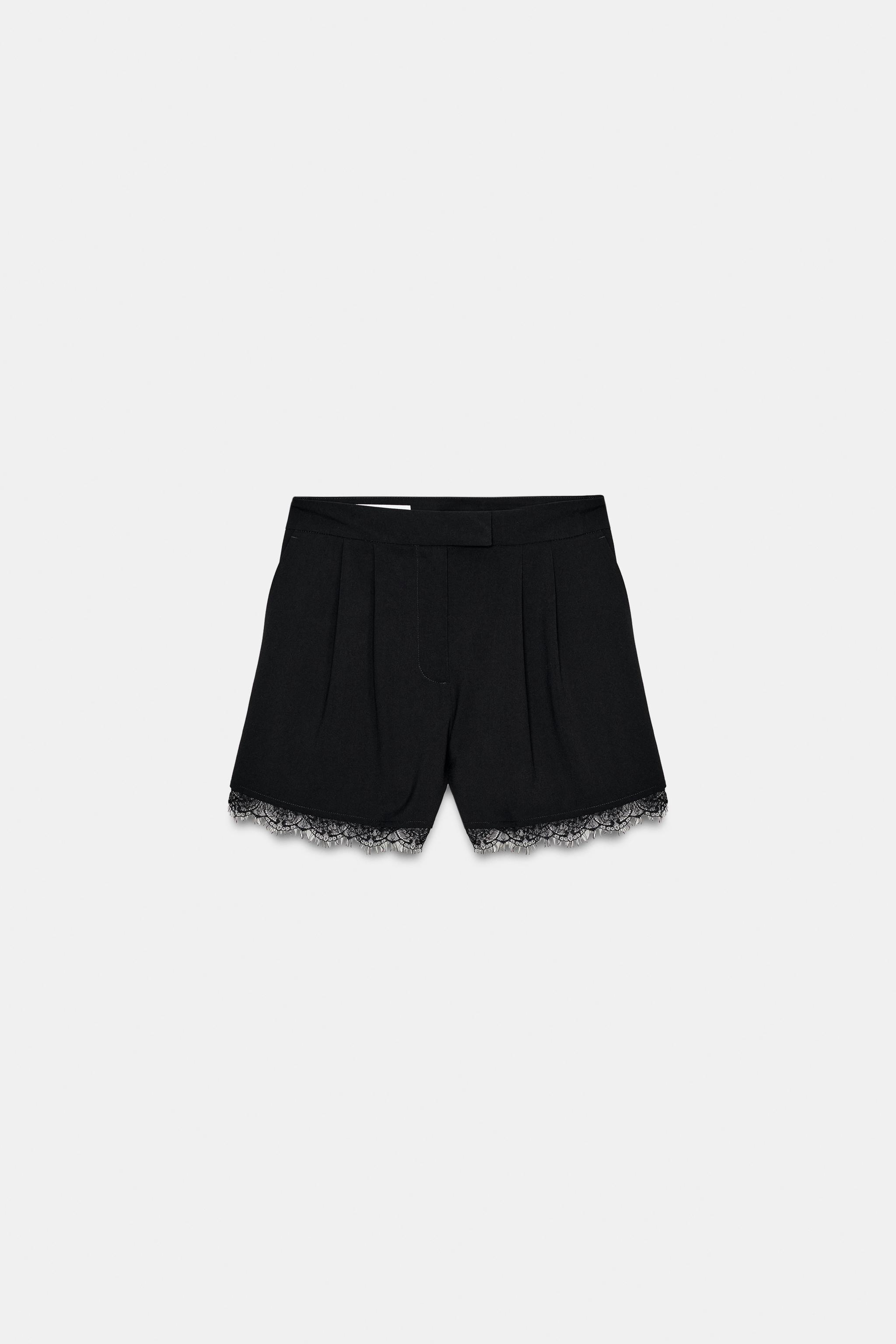 LACE TRIM SHORTS - Black | ZARA Singapore