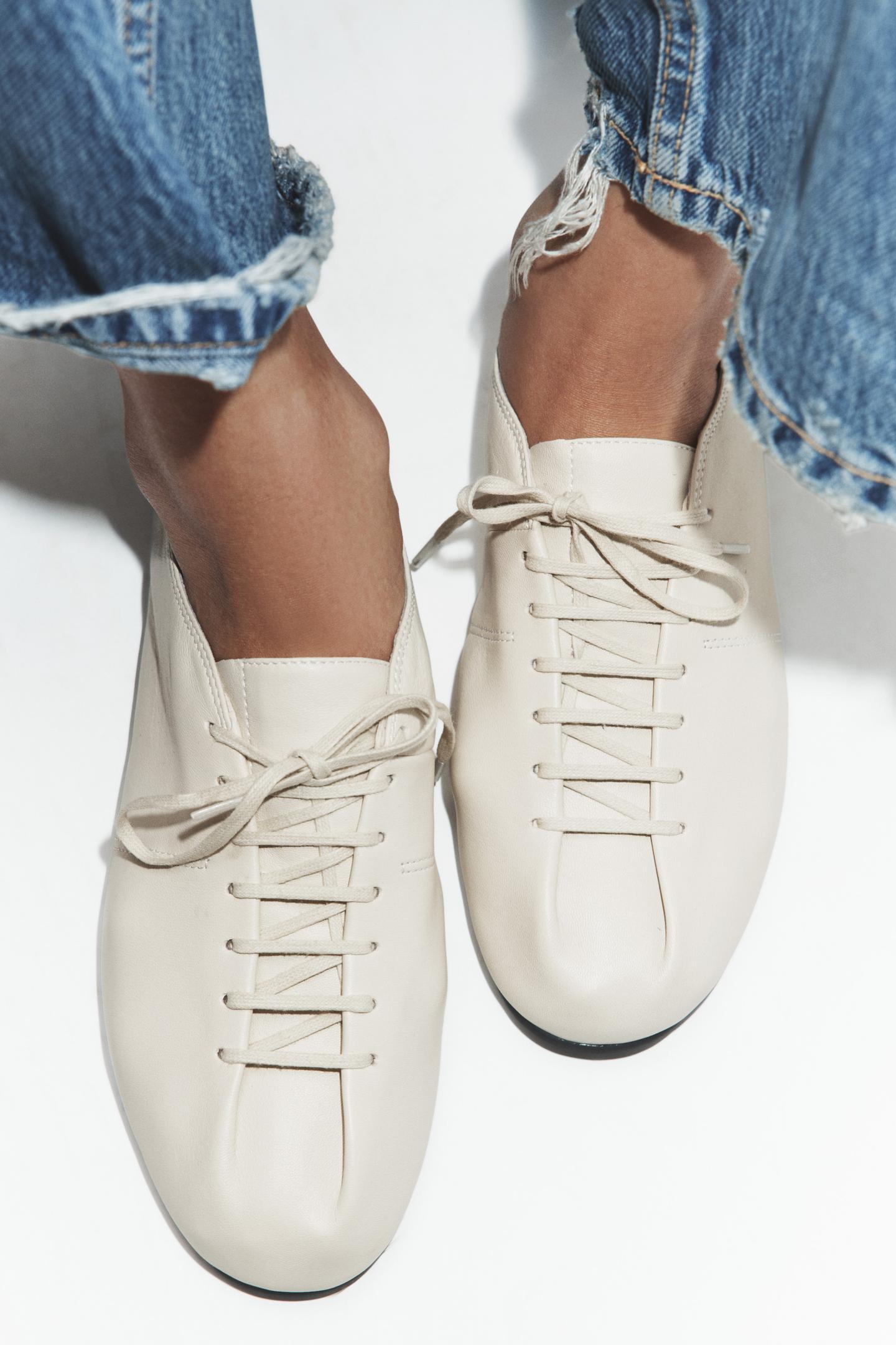 Женские туфли Zara Soft Leather Derby, цвет: Белый