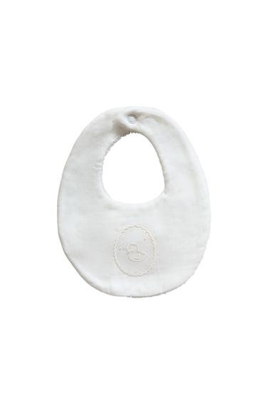 BABY BIB WITH EMBROIDERED CHICK - Oyster-white by Zara