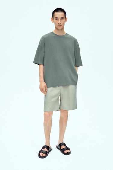 Zara 運動風紋理短褲 - 藍色 / 灰色