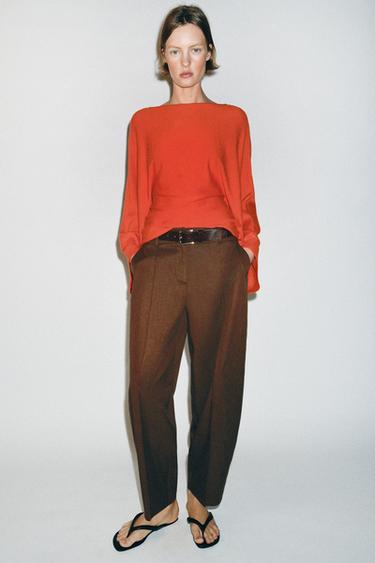 BALLOON TROUSERS WITH BELT - Brown by Zara - Image 0