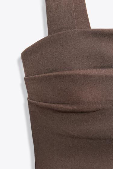 PLEATED MIDI DRESS - Brown by Zara