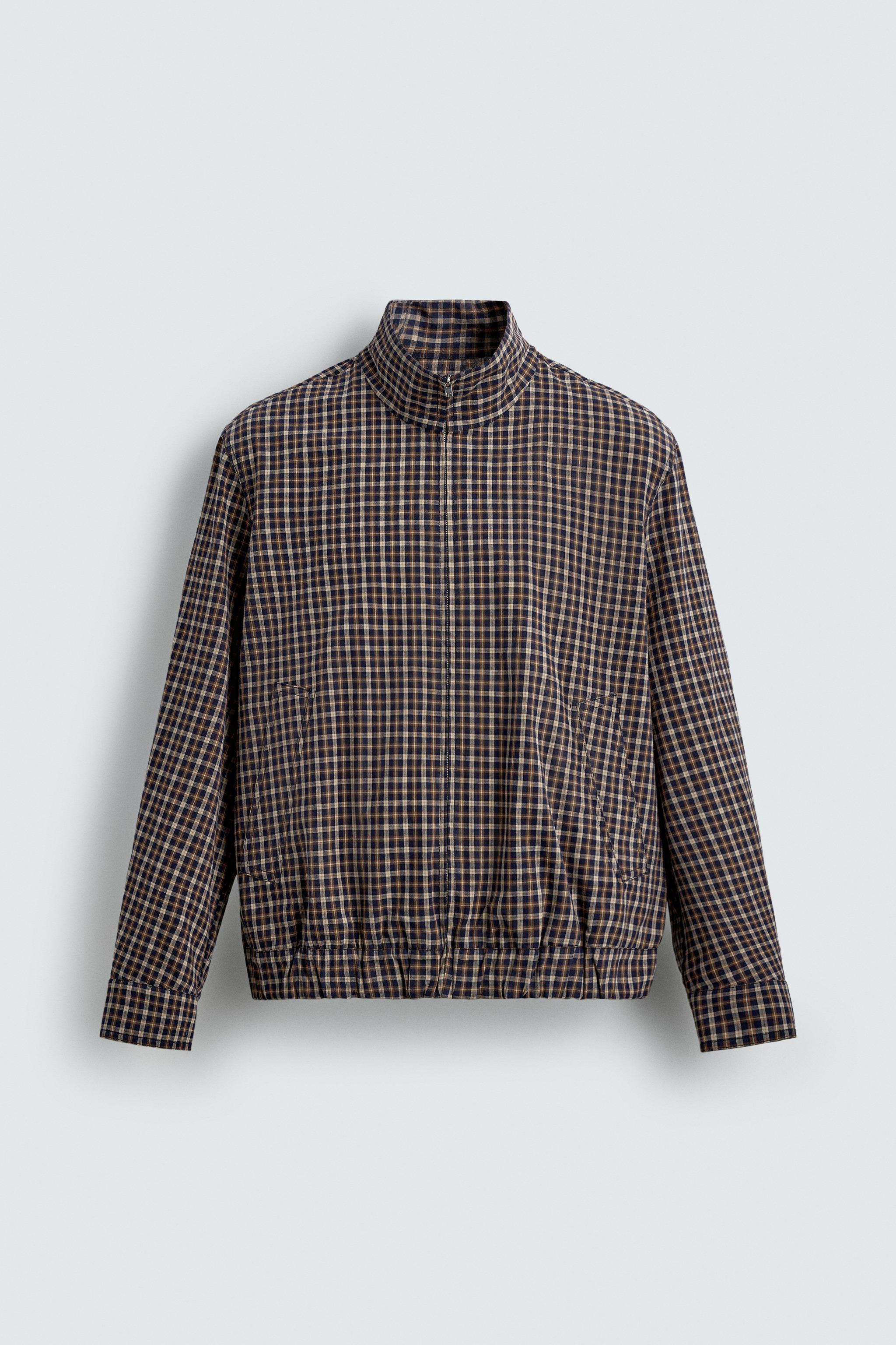 PLAID REGULAR FIT BOMBER JACKET - Blue | ZARA United States