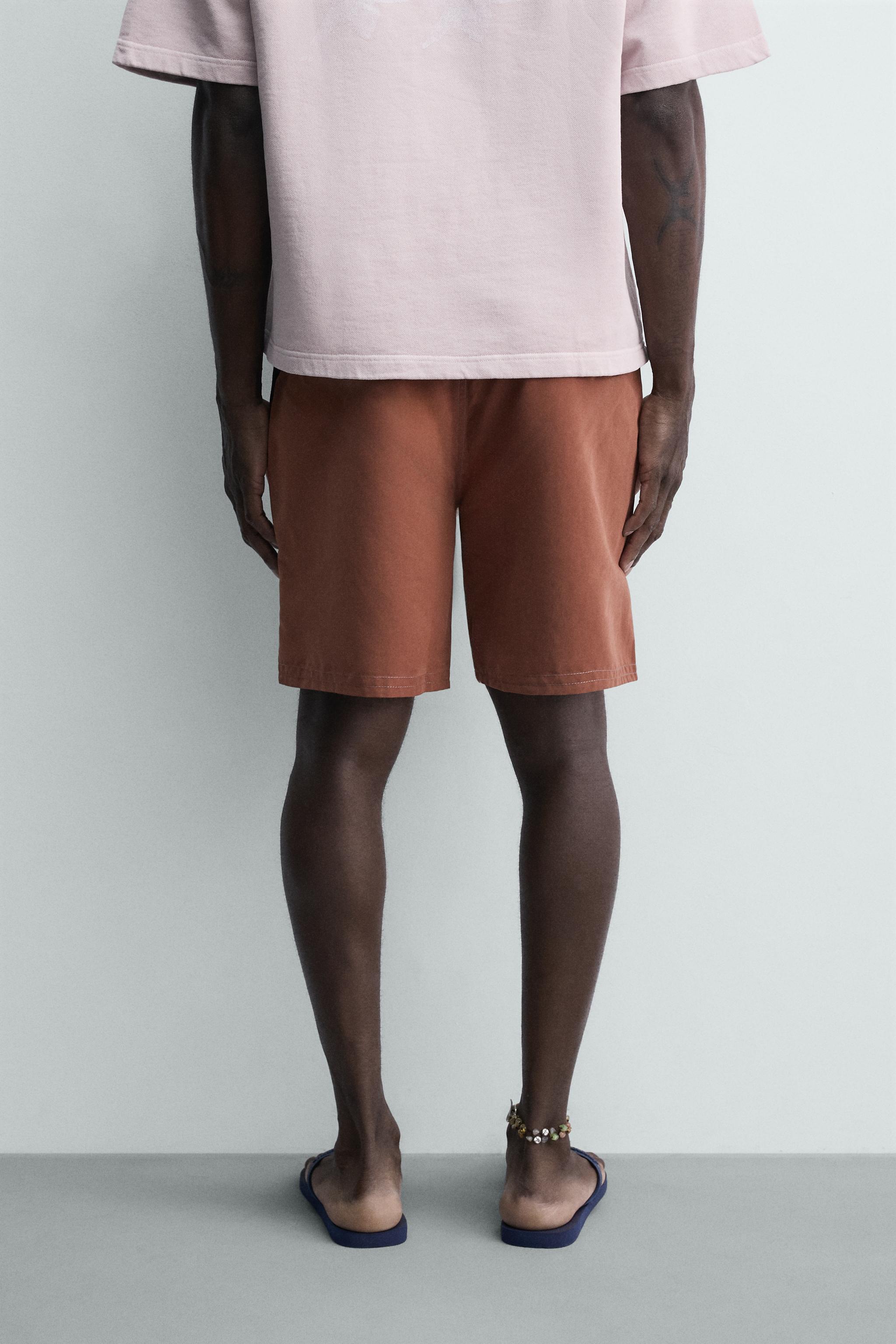 LONG SWIMMING TRUNKS WITH PUKAS SURF X ZARA STRIPES - Brown | ZARA