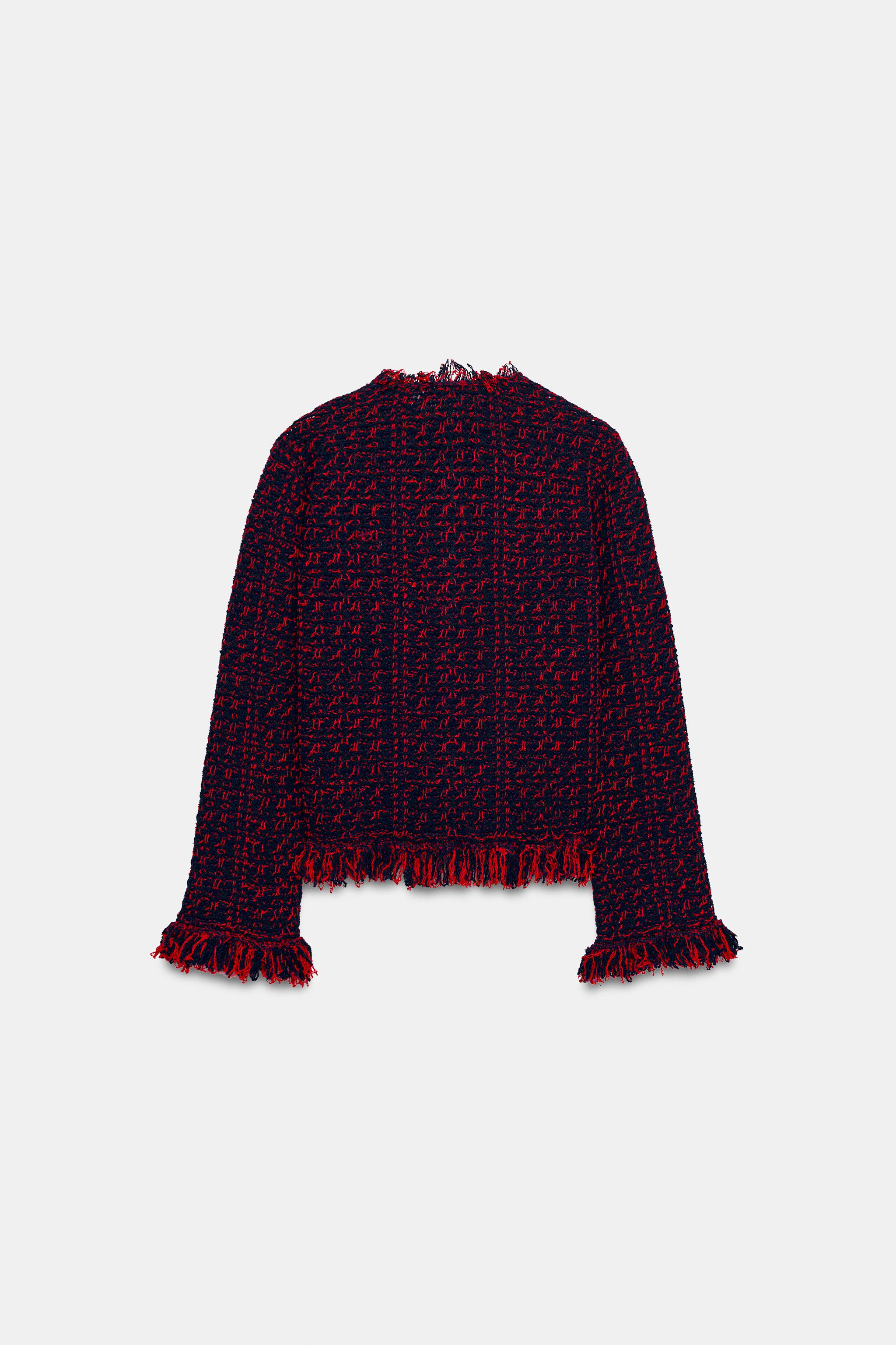 テクスチャーニットカーディガン - レッド／紺 | ZARA Japan / 日本