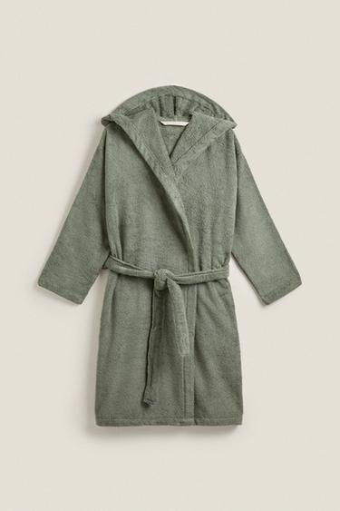 HOODED BATHROBE (360 GXM²) - Khaki by Zara