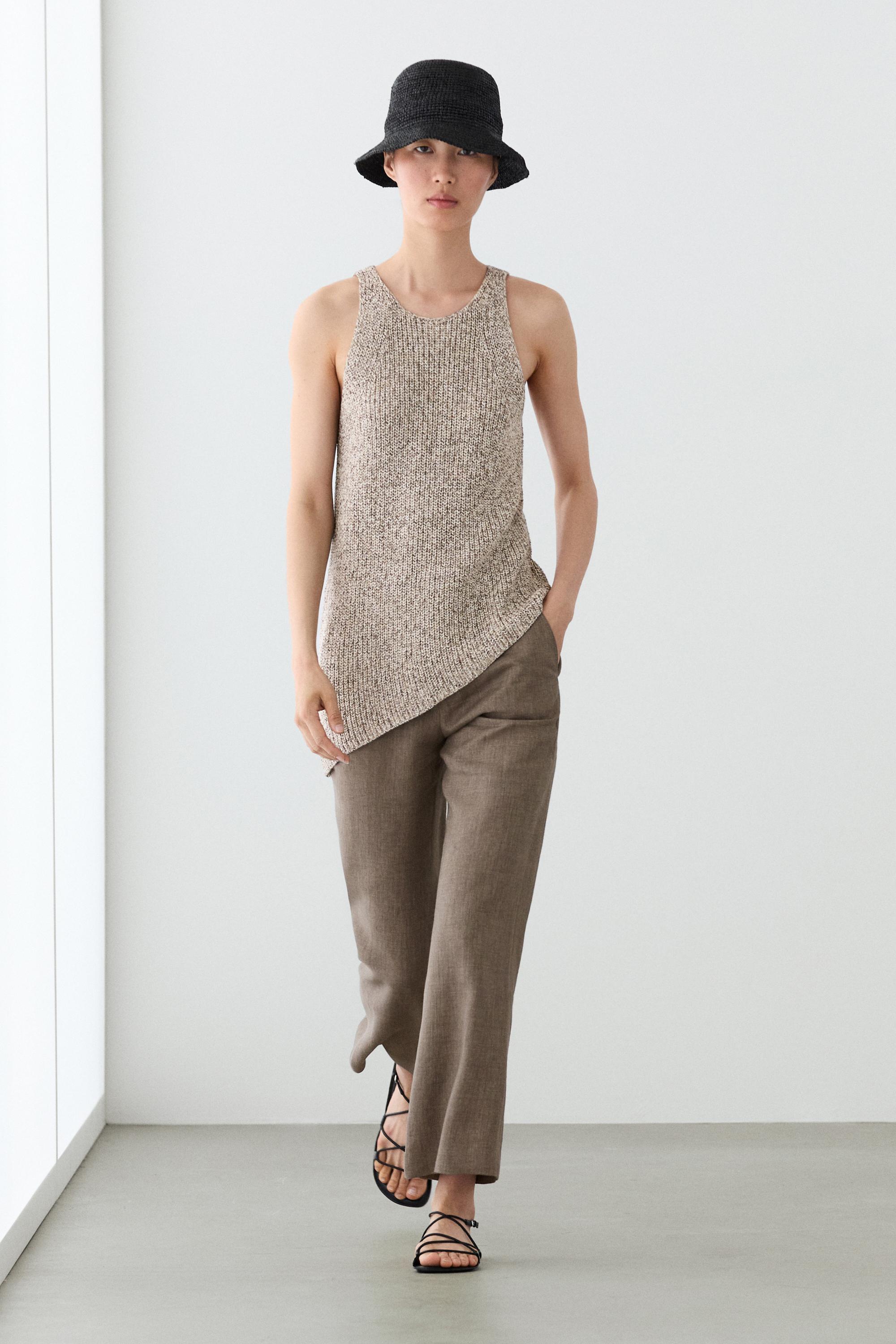 Kick flare cropped linen trousers