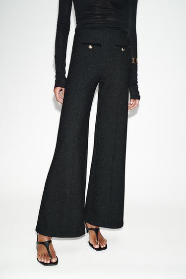 PANTALON BOUCLÉ FIL MÉTALLISÉ - Noir / Écru de Zara - Image 1