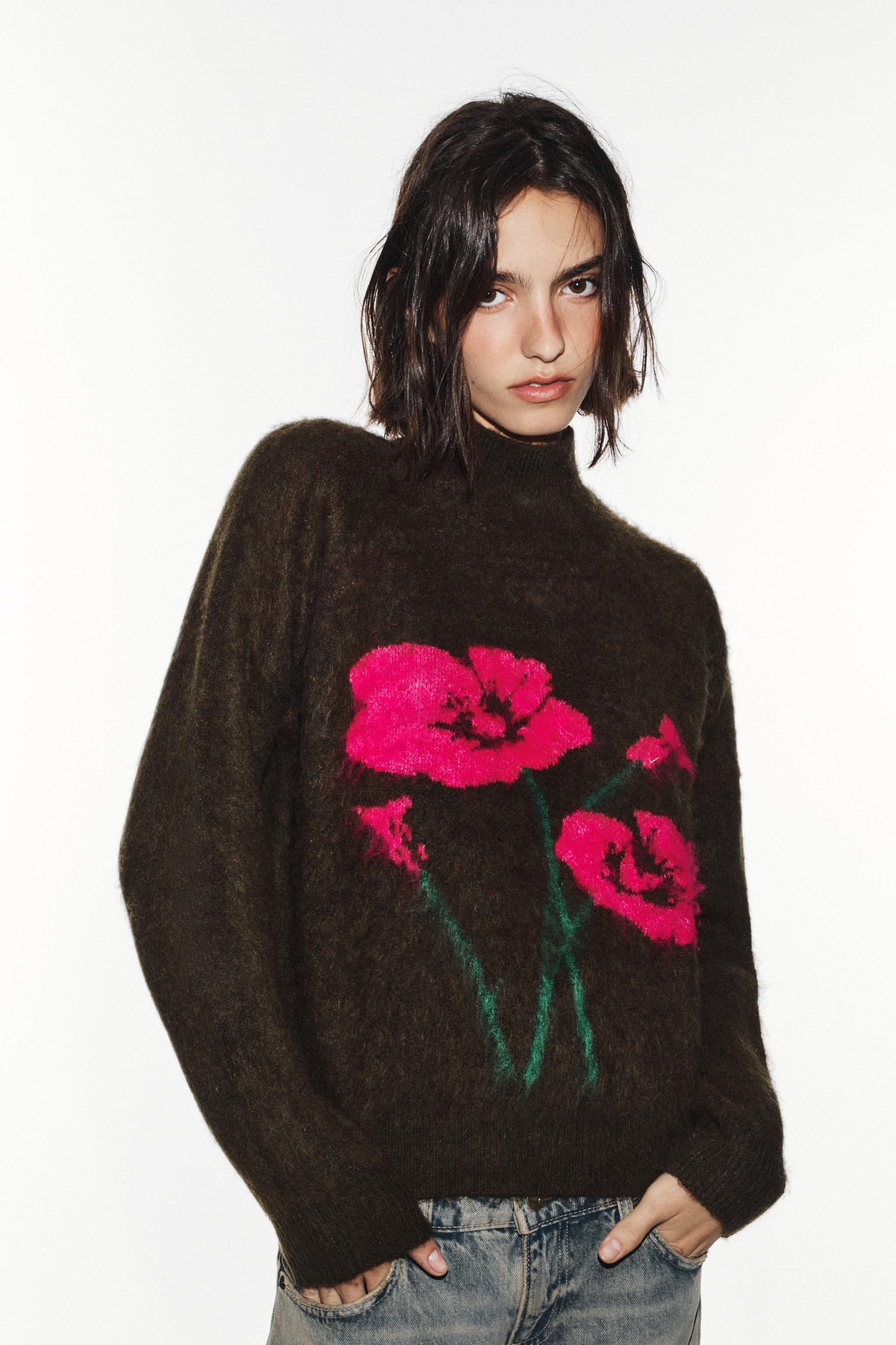 FLORAL KNIT SWEATER