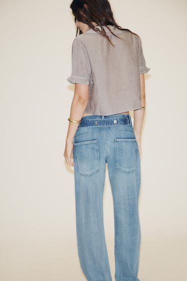 CHEMISE COL CLAUDINE BRODERIES - Marron de Zara - Image 2