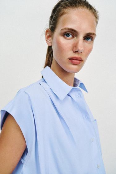BALLOON CROPPED SHIRT - Light blue by Zara