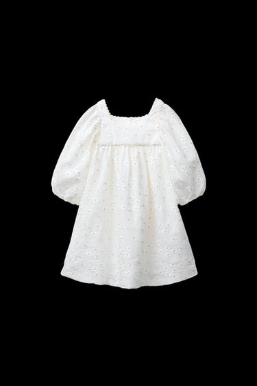 Zara EMBROIDERED DAISY ORGANZA DRESS - Oyster-white - Image 0
