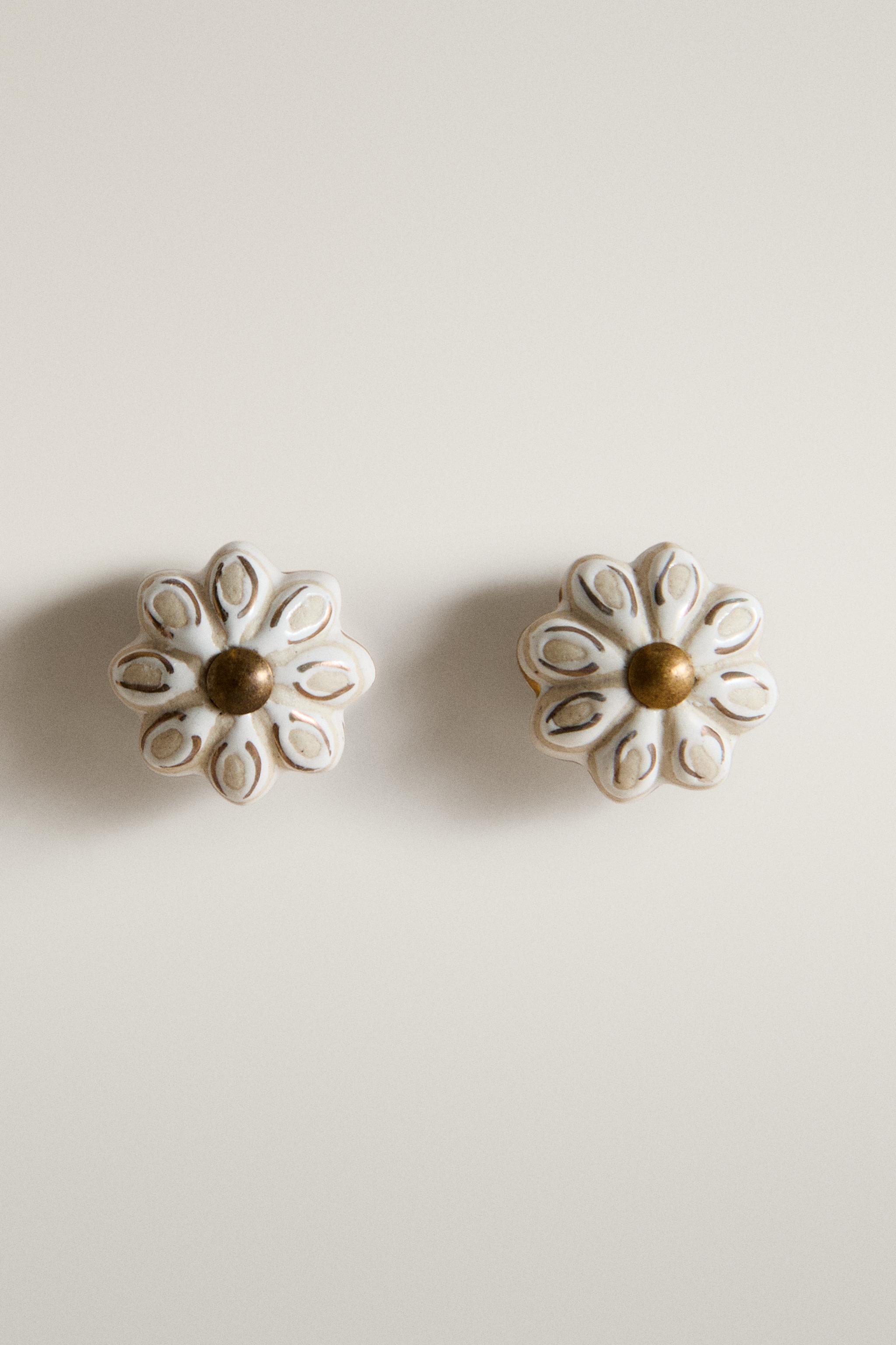LOT BOUTONS CÉRAMIQUE FLEUR (LOT DE 2)