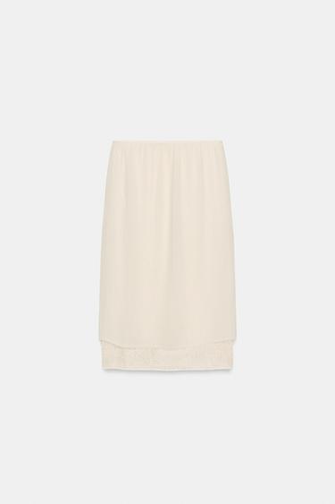 DOUBLE-EFFECT MIDI SKIRT - Ecru by Zara - Image 5