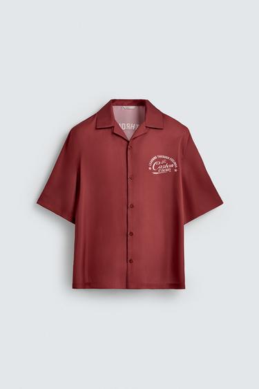 CAMISA FLUIDA ESTAMPADO CONTRASTE - Rojo de Zara