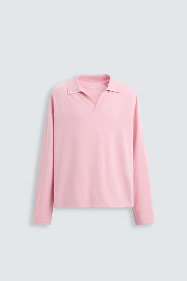 Zara LIGHTWEIGHT KNIT POLO - Pink