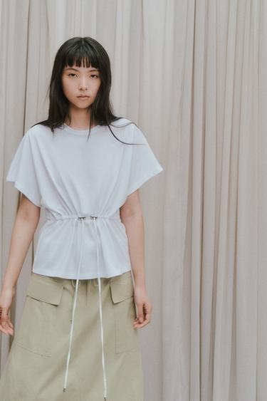 ヘビーコットンTシャツホワイトZaraのヘビーコットンTシャツ - ホワイト