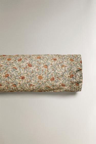 FLORAL PRINT SATEEN PILLOWCASE (300 THREAD COUNT) - Light beige by Zara - Image 4