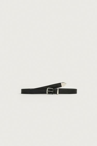 LEATHER BELT WITH METAL TIP — Black 2
