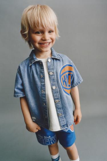 Zara NBA NEW YORK KNICKS DENIM SHIRT - Light blue