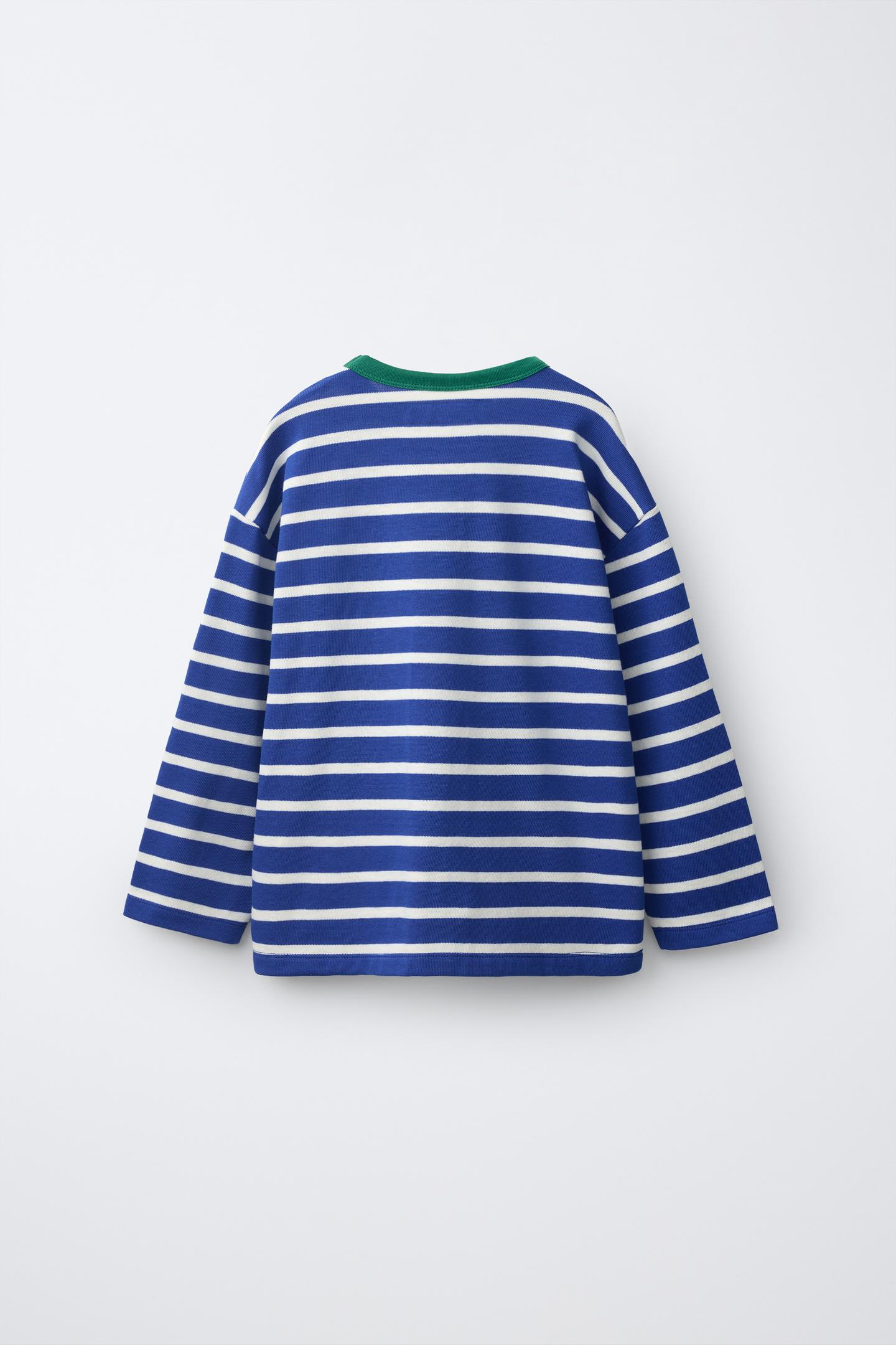 Детская футболка Zara Heavyweight Striped, цвет: Синий — фото 3