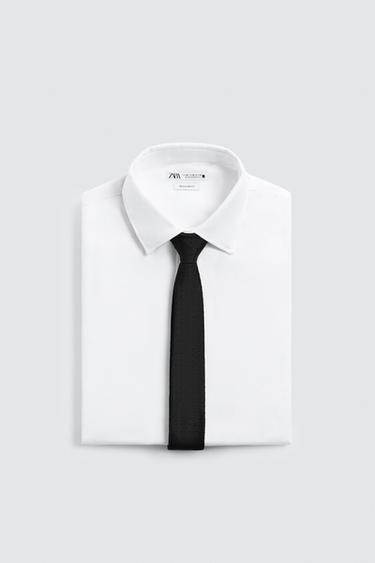 100% SILK JACQUARD TIE - Black by Zara - Image 3