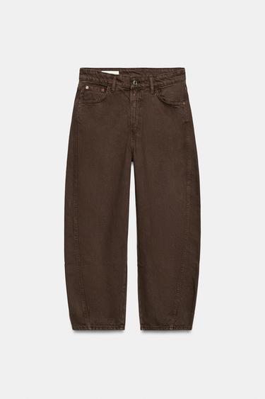 JEANS TRF VOLUMEN CROP TIRO MEDIO - Marrón de Zara - Imagen 0