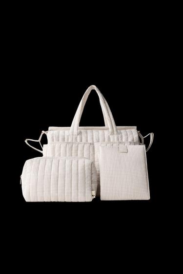 BOLSA MATERNIDAD VICHY - Blanco Vichy de Zara
