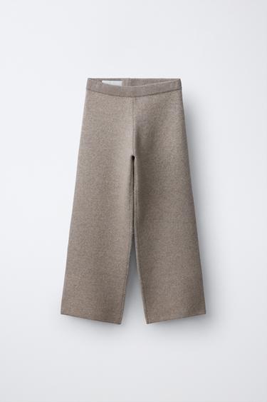 WIDE-LEG KNIT TROUSERS - Brown / Taupe by Zara