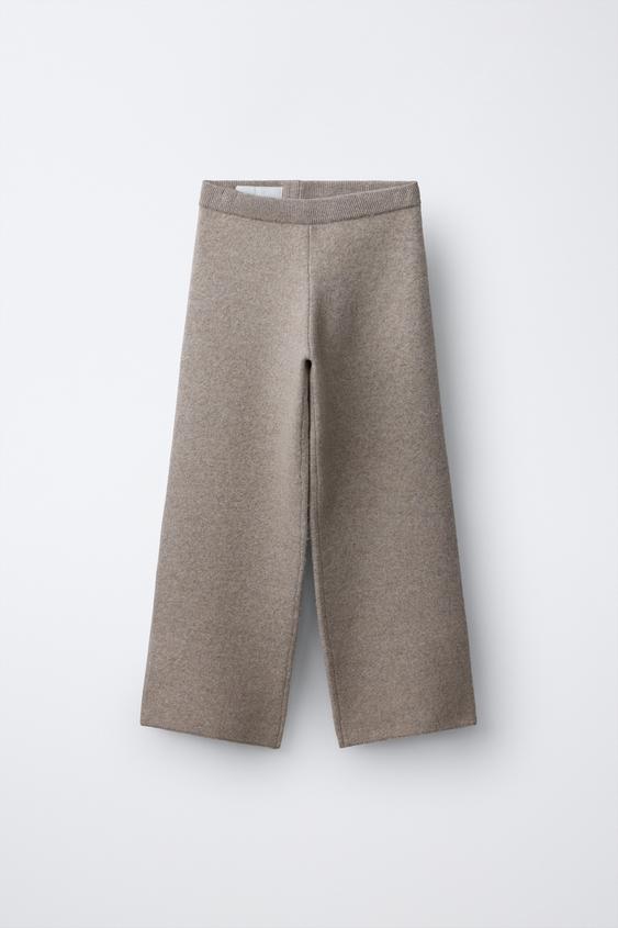 Zara WIDE-LEG KNIT PANTS - Brown / Taupe - Image 0