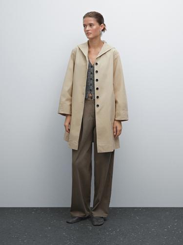 Gabardina cuello marinero 100% algodón - Arena de Zara - Imagen 0