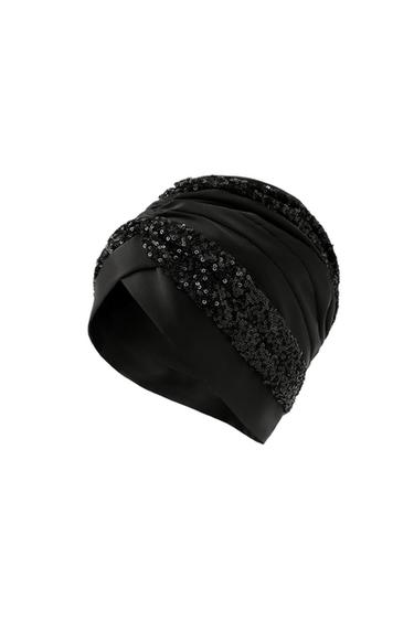 MARISA BERENSON X ZARA SEQUIN TURBAN HAT - Black by Zara