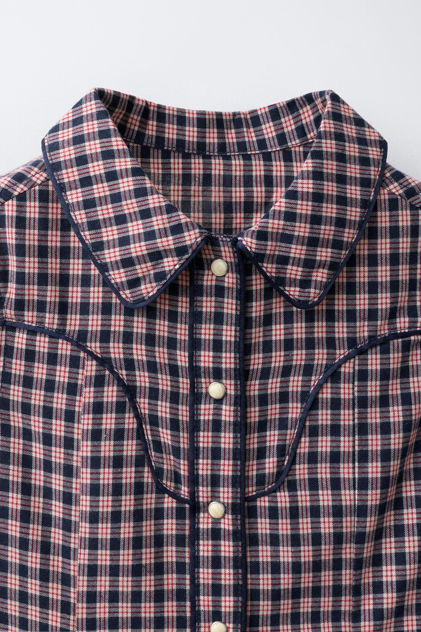 Детское платье Zara Plaid A-LINE, цвет: Экрю / Синий — фото 4