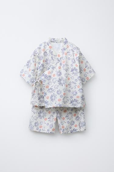 Zara 2-6 YEARS/ PRINTED KIMONO AND BERMUDA SET - Ecru