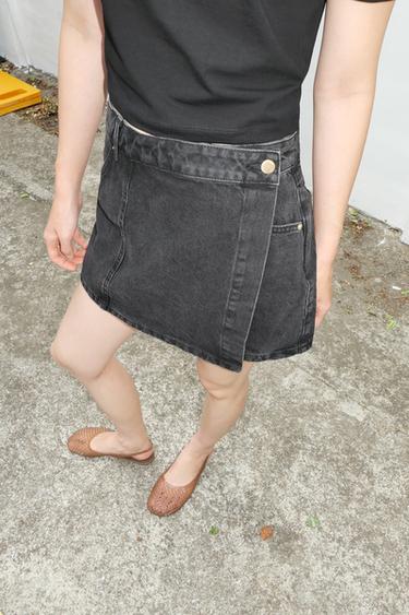 Z1975 WRAP DENIM SKORT - Black by Zara