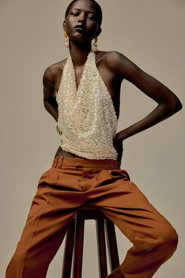 TOP HALTER LENTEJUELAS -  de Zara