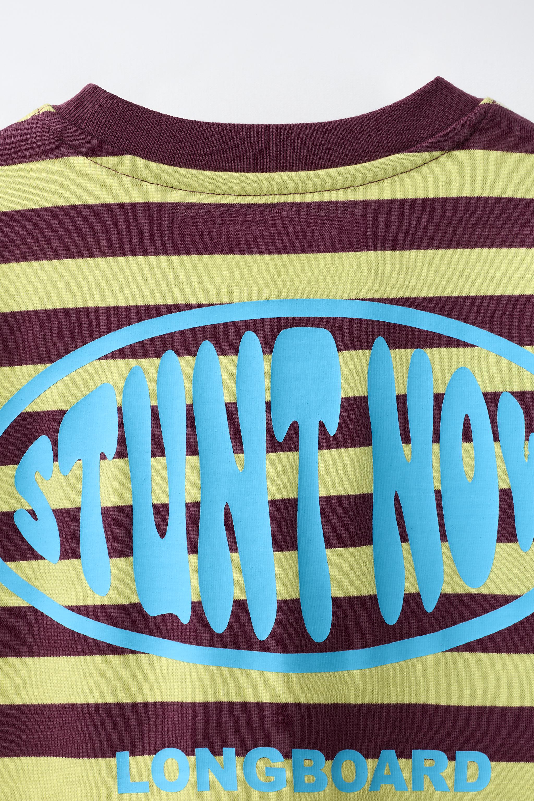 STRIPED TEXT PRINT T-SHIRT