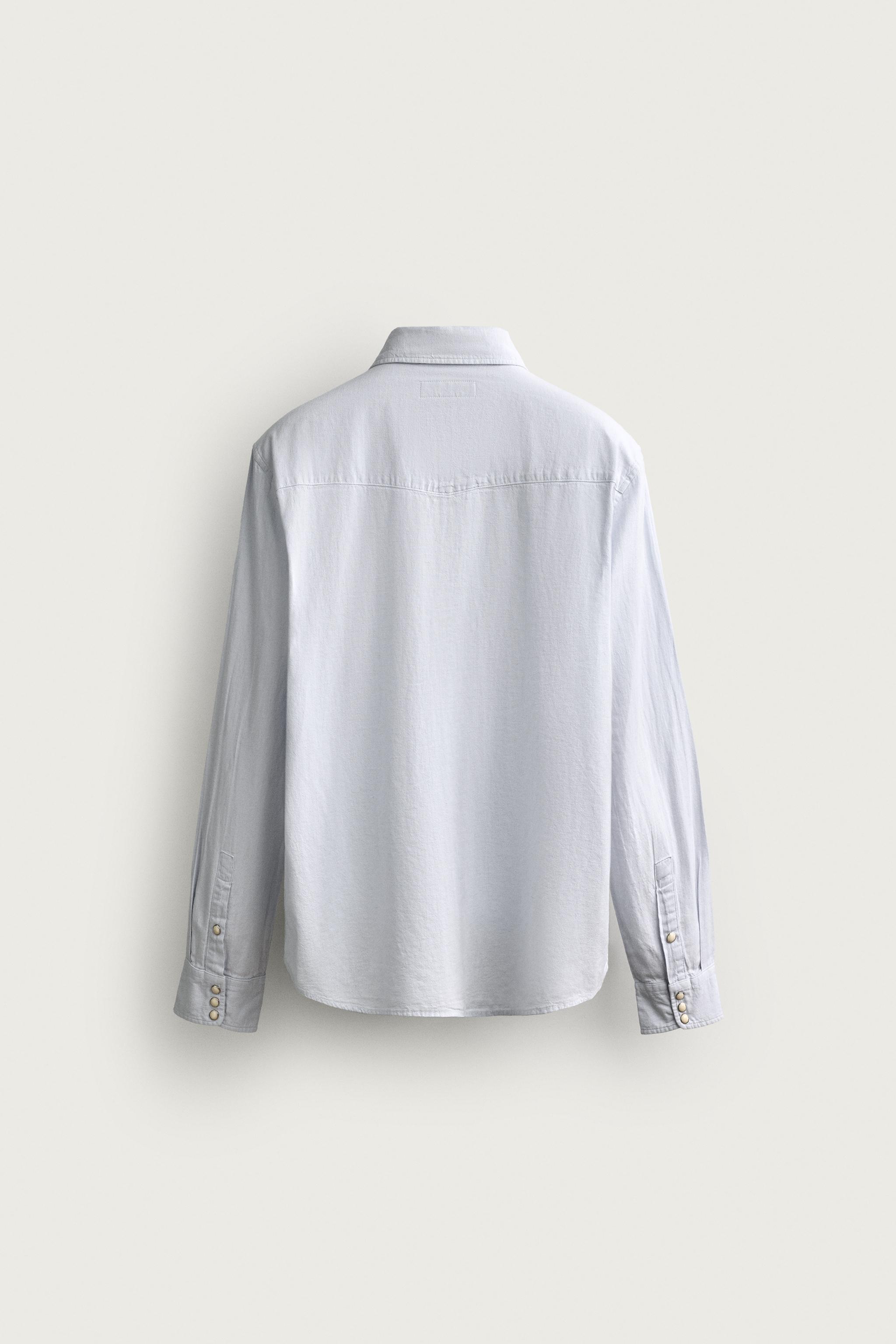 REGULAR FIT COTTON-LINEN WESTERN SHIRT