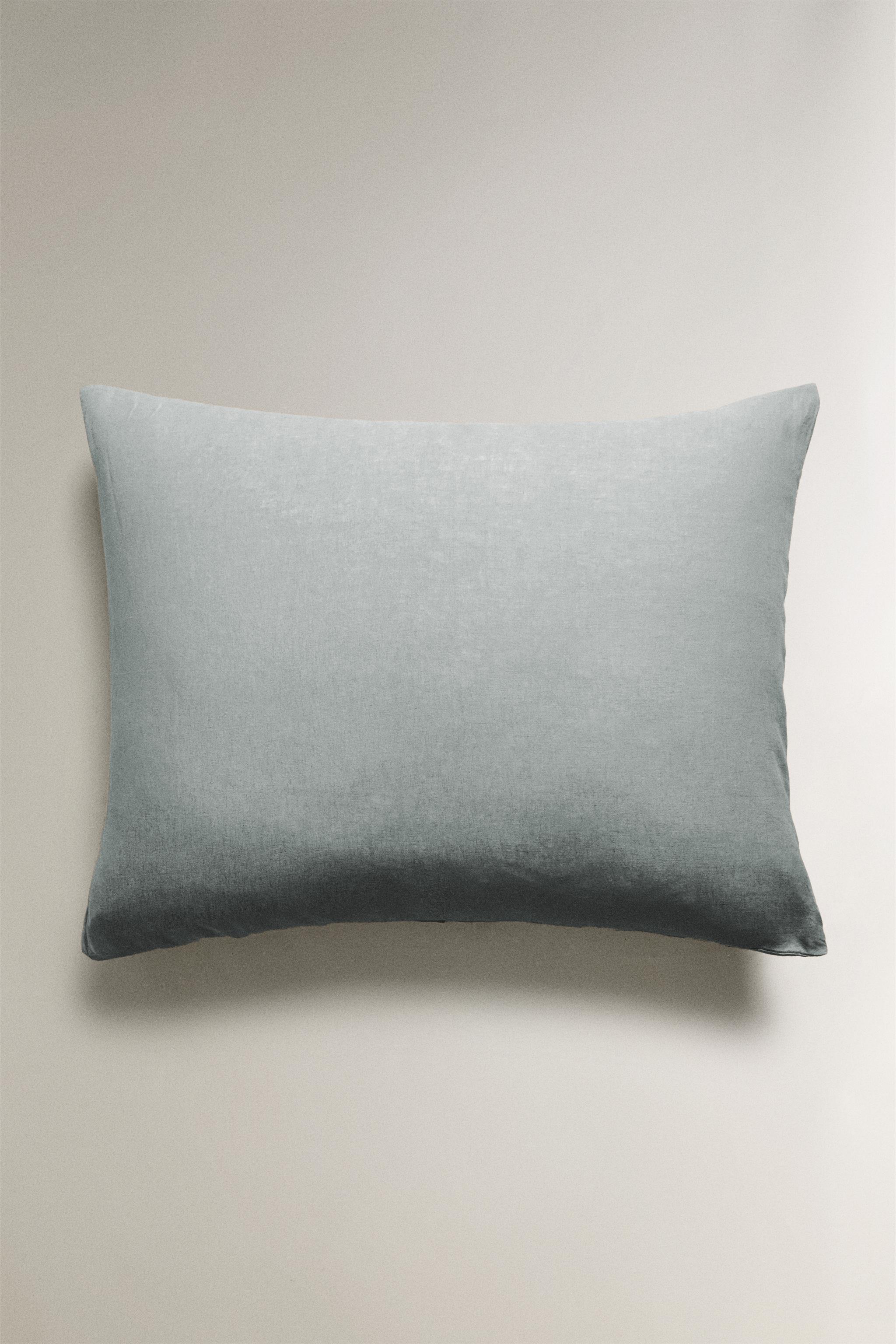 XXL LINEN THROW PILLOW COVER — Gray / Blue