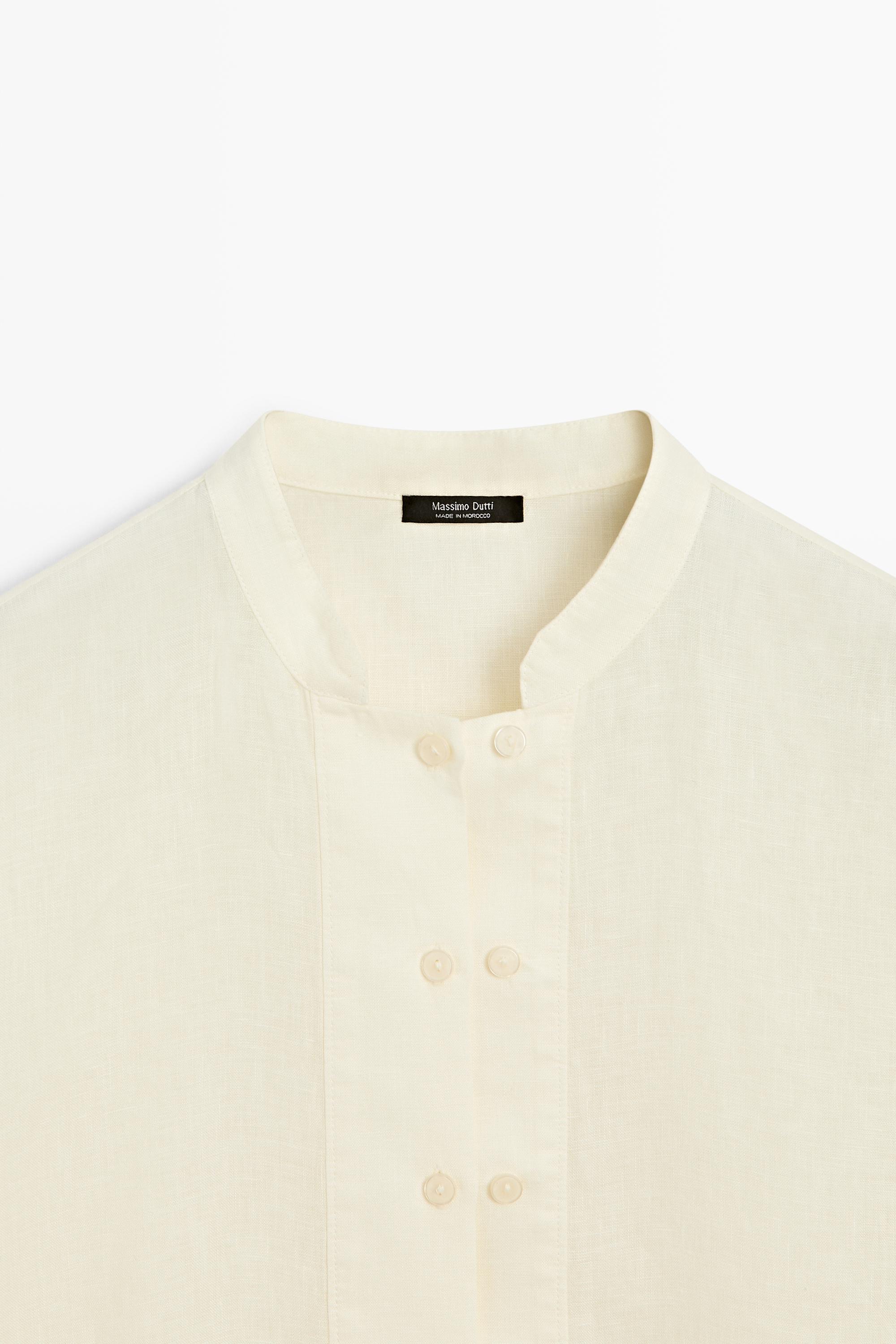 Flowing 100% linen shirt with button detail