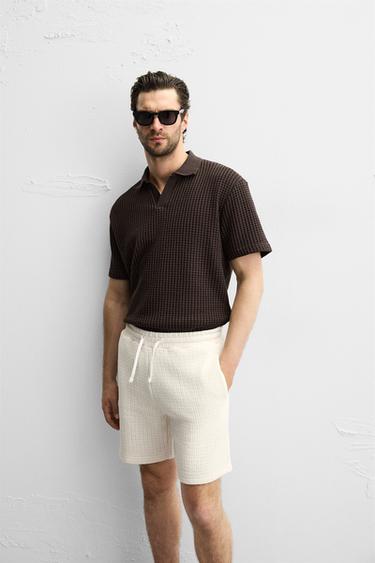 TEXTURED JOGGER BERMUDA SHORTS - Ecru by Zara - Image 5