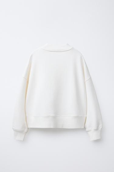 SWEATSHIRT WITH LABEL - Ecru by Zara - Image 1