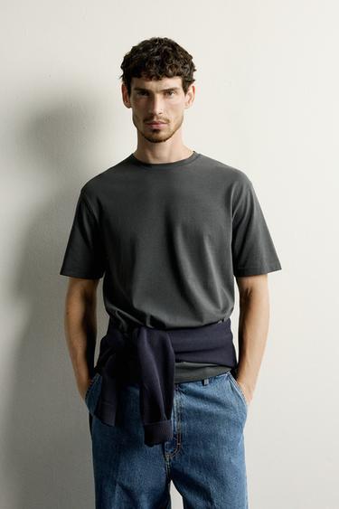 ミディアムウェイト ショートスリーブTシャツダークグレーZaraのミディアムウェイト ショートスリーブTシャツ - ダークグレー 