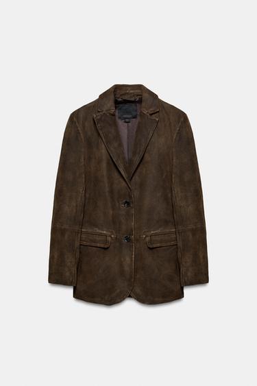 VESTE CUIR DAIM 100% ZW COLLECTION ÉDITION LIMITÉE - Marron de Zara - Image 4