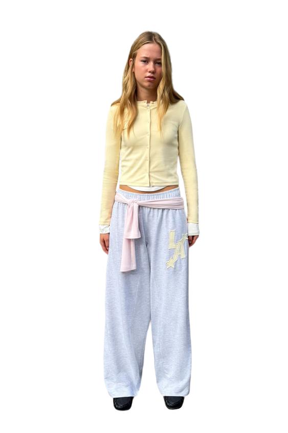 WIDE-LEG PLUSH TROUSERS WITH PATCH - Grey marl by Zara - Image 0