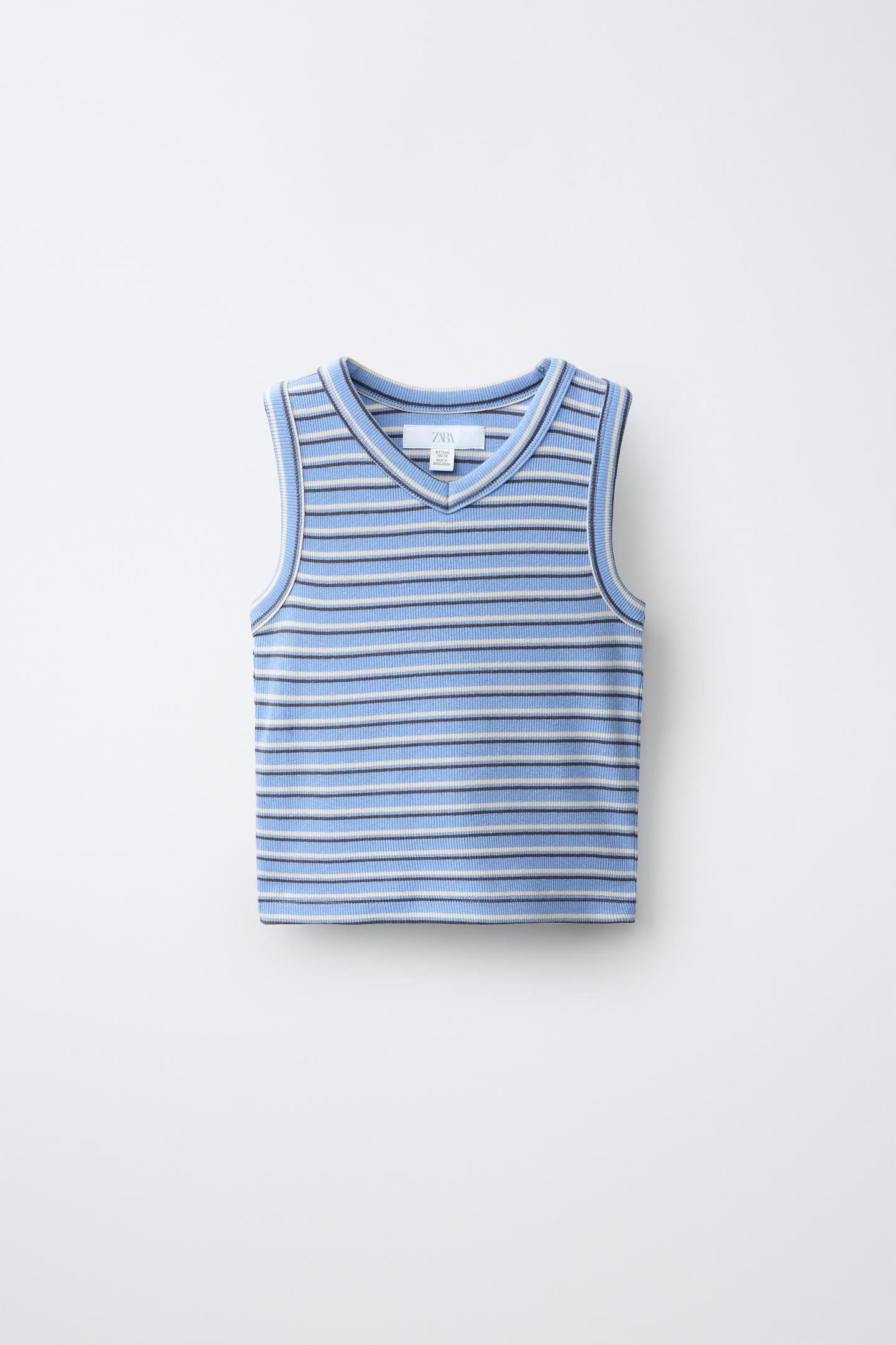 Детская футболка Zara Striped Ribbed, цвет: Полосатый
